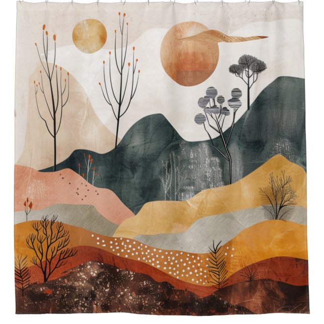 Abstrakte Landschaft von Boho (15) Duschvorhang (Vorderseite)