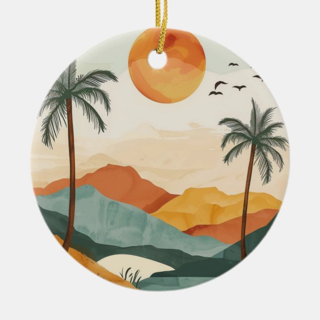 Abstrakte Landschaft von Boho (16) Keramik Ornament (Vorne)