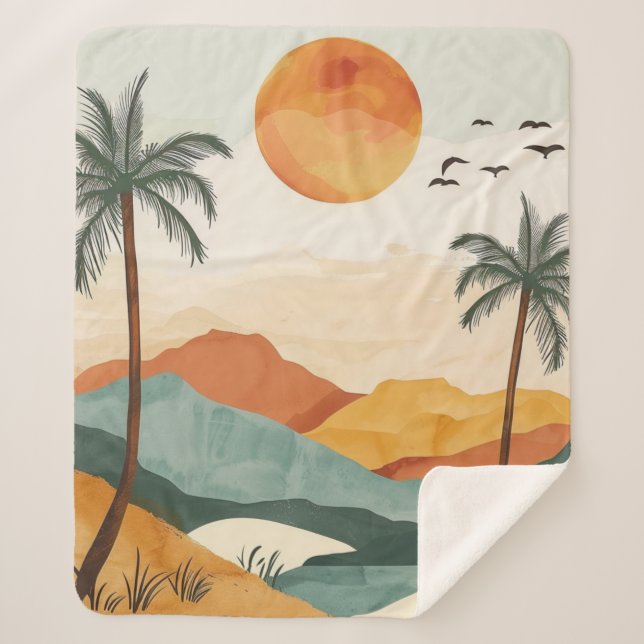 Abstrakte Landschaft von Boho (16) Sherpadecke (Vorderseite)