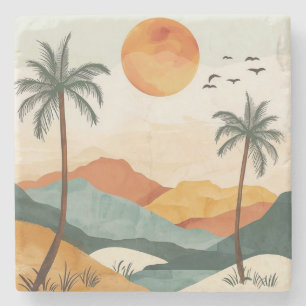Abstrakte Landschaft von Boho (16) Steinuntersetzer