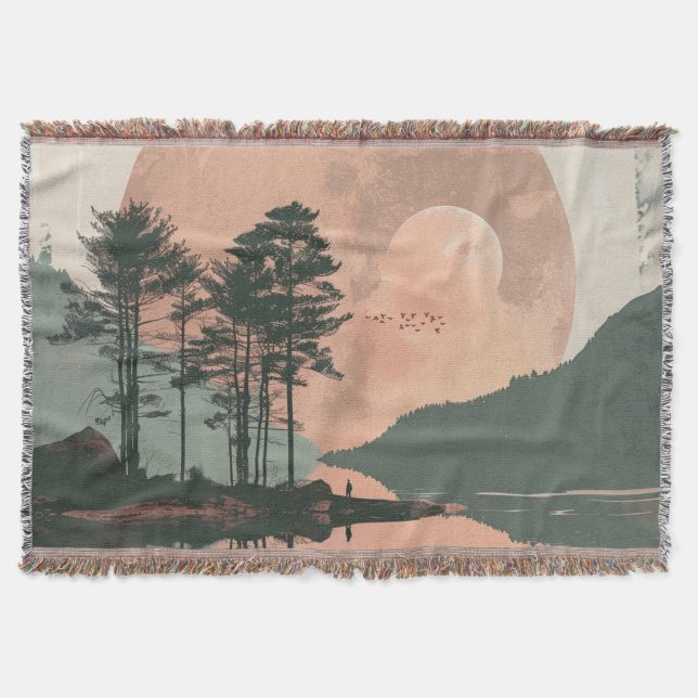 Abstrakte Landschaft von Boho (1) Decke (Vorderseite)