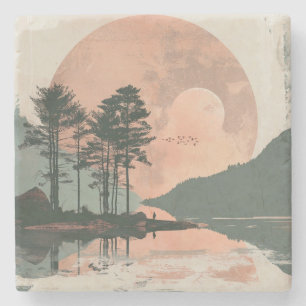 Abstrakte Landschaft von Boho (1) Steinuntersetzer