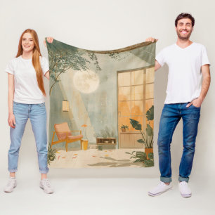 Abstrakte Landschaft von Boho (6) Fleecedecke