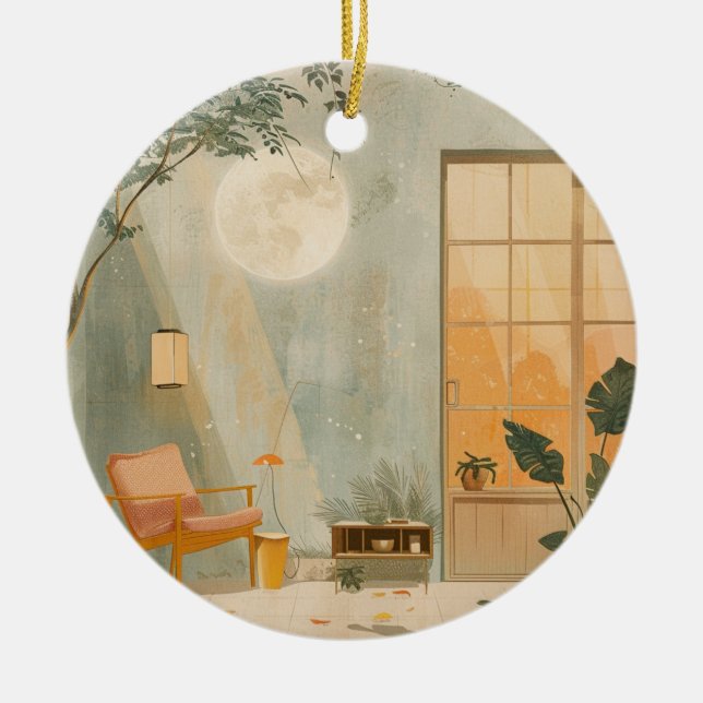 Abstrakte Landschaft von Boho (6) Keramik Ornament (Vorne)