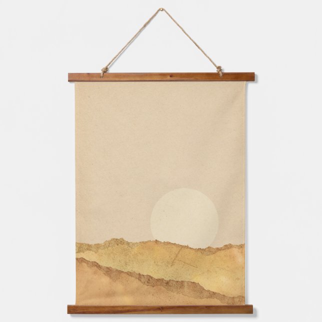 Abstrakte Landschaft Wandteppich Mit Holzrahmen (Vorderseite)