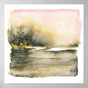Abstrakte Landschaft Wasserfarben Kunst, Dichtung Poster