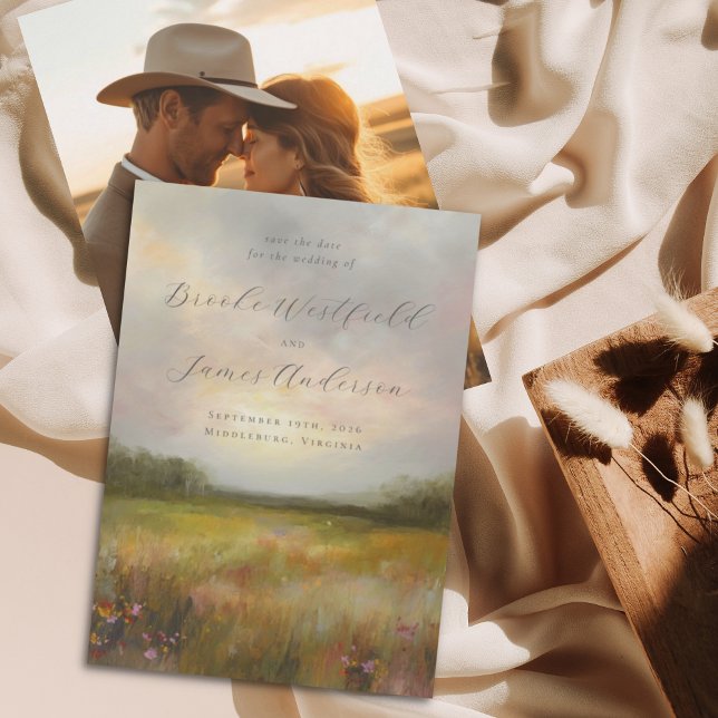 Abstrakte Landschaft Wildblume Wiesen Hochzeit Fot Save The Date (Von Creator hochgeladen)