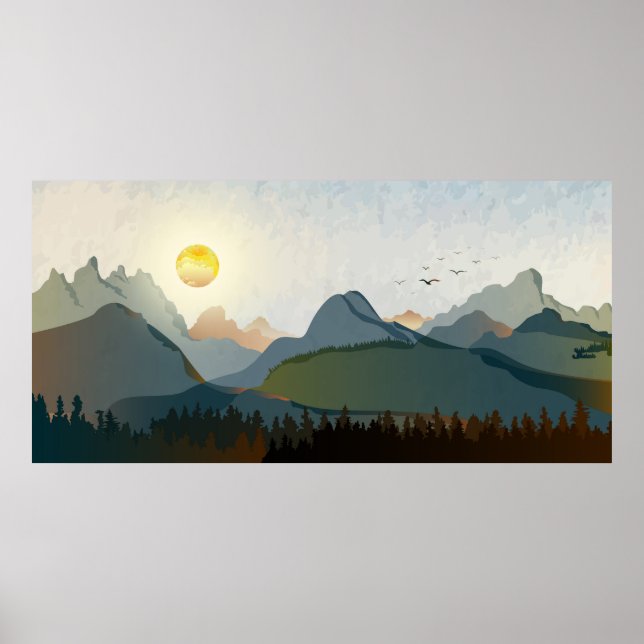Abstrakte Landschaftshügel Poster (Vorne)