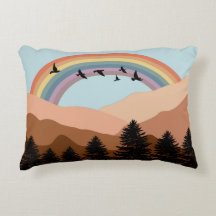 Abstrakte Landschaftswälder Bäume Regenbogen & Vög