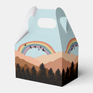 Abstrakte Landschaftswälder Bäume Regenbogen & Vög Geschenkschachtel