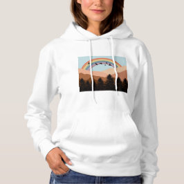 Abstrakte Landschaftswälder Bäume Regenbogen & Vög Hoodie