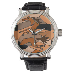 Abstrakte laufende Pferdekunst-Uhr Armbanduhr