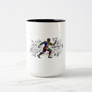Abstrakte Läufer-Graffiti-Straßenkunst Zweifarbige Tasse