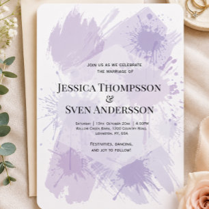 Abstrakte Lavendel-Aquarell-Hochzeit Casual Artsy Einladung