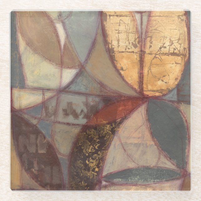 Abstrakte Leaf-Malerei von Norman Wyatt Glasuntersetzer (Vorderseite)