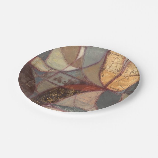 Abstrakte Leaf-Malerei von Norman Wyatt Pappteller (Schrägansicht)