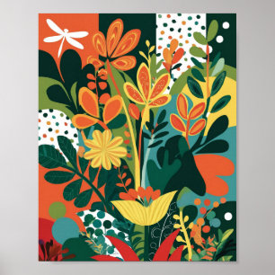 Abstrakte, lebendige Blumenkunst Poster