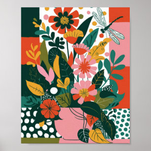 Abstrakte, lebendige Blumenkunst Poster