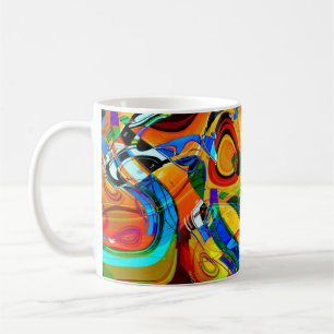abstrakte, lebendige, farbenfrohe Kunst Hintergrun Kaffeetasse