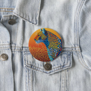 Abstrakte lebendige Leopard-Kunst Button