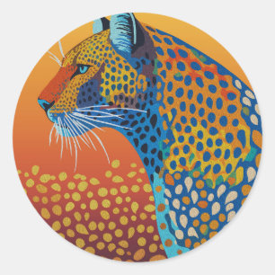 Abstrakte lebendige Leopard-Kunst Runder Aufkleber