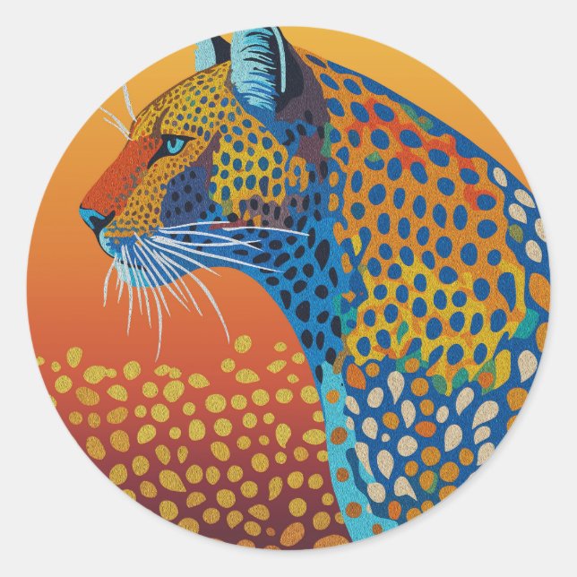 Abstrakte lebendige Leopard-Kunst Runder Aufkleber (Vorderseite)