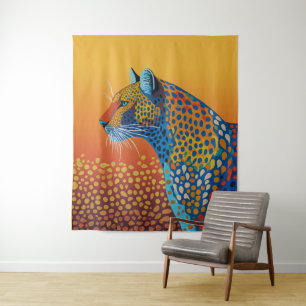 Abstrakte Lebendige Leopard Kunst Wandteppich