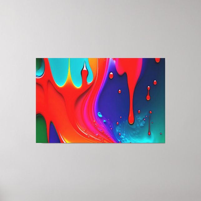Abstrakte, lebendige Paint Tropfen Art Leinwanddruck (Vorderseite)