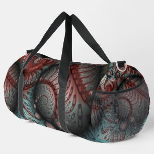 Abstrakte lebhafte Fantasy-Fraktal-Kunst Braun Bla Duffle Bag
