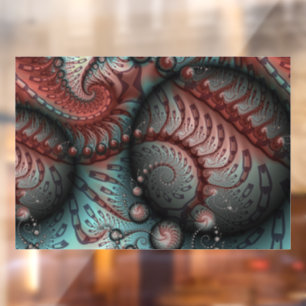 Abstrakte lebhafte Fantasy-Fraktal-Kunst Braun Bla Fensteraufkleber