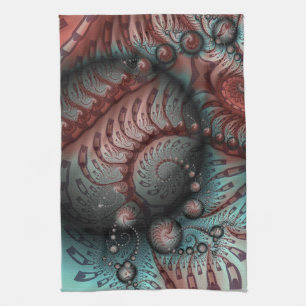 Abstrakte lebhafte Fantasy-Fraktal-Kunst Braun Bla Geschirrtuch