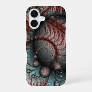 Abstrakte lebhafte Fantasy-Fraktal-Kunst Braun Bla iPhone 16 Hülle