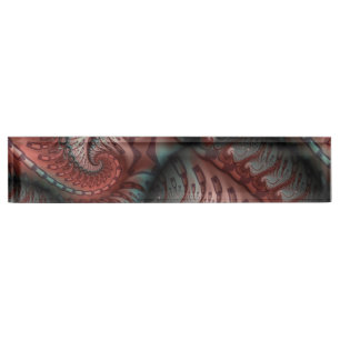 Abstrakte lebhafte Fantasy-Fraktal-Kunst Braun Bla Namensplakette