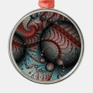 Abstrakte lebhafte Fantasy-Fraktal-Kunst Braun Bla Ornament Aus Metall
