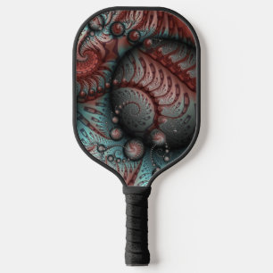 Abstrakte lebhafte Fantasy-Fraktal-Kunst Braun Bla Pickleball Schläger