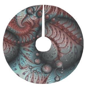 Abstrakte lebhafte Fantasy-Fraktal-Kunst Braun Bla Polyester Weihnachtsbaumdecke