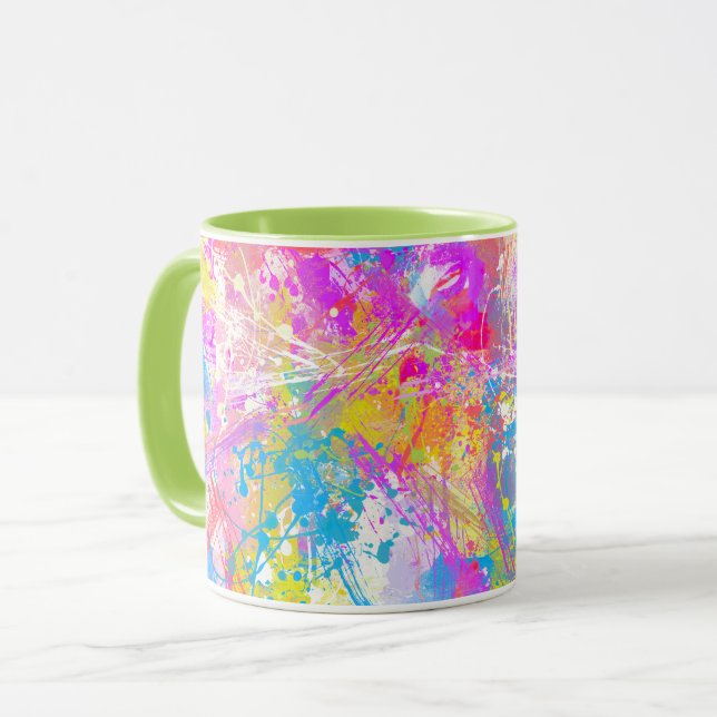 Abstrakte, lebhafte Farbenanfälle Tasse (Vorderseite Links)