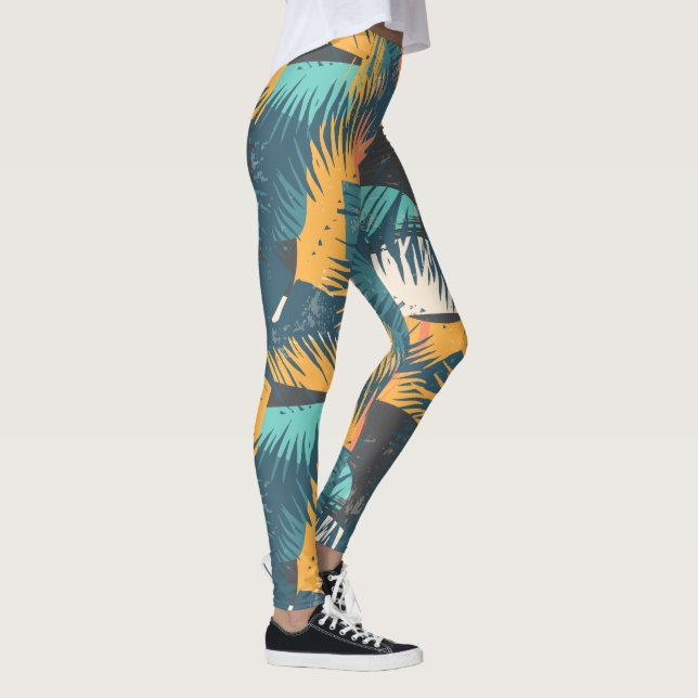 Abstrakte Leggings aus Palmblättern (Rechts)