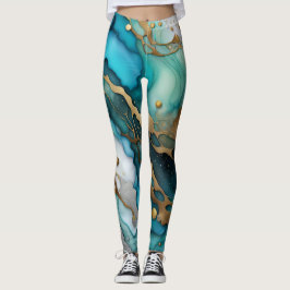Abstrakte Leggings - Eleganter Marmordruck mit