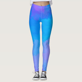 Abstrakte Leggings in Blau und Rosa