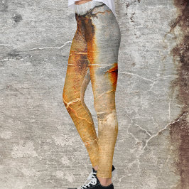 Abstrakte Leggings in Grau und Rusty Orange