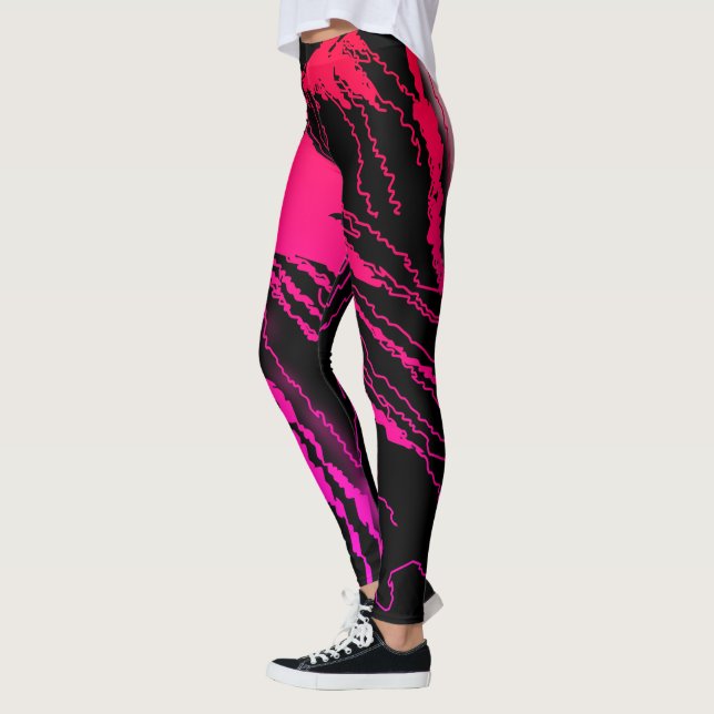 Abstrakte Leggings in Schwarz und Rosa (Links)