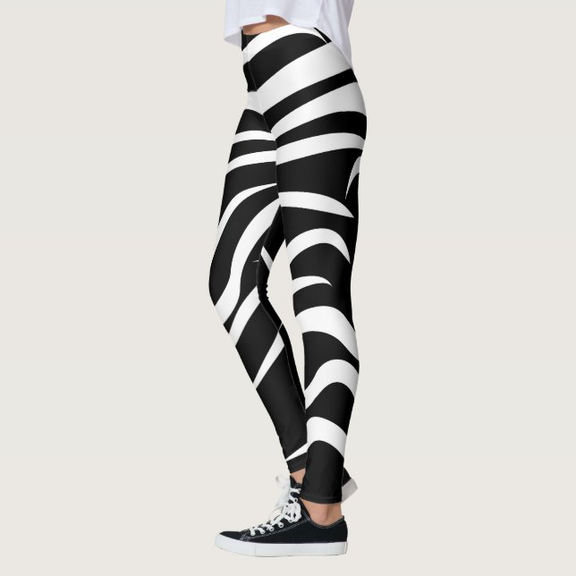 Abstrakte Leggings in Schwarz und Weiß (Links)