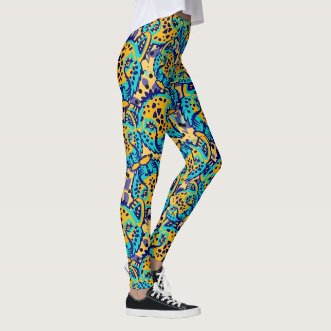 abstrakte Leggings mit lebendigem Tigerkopfmuster (Rechts)