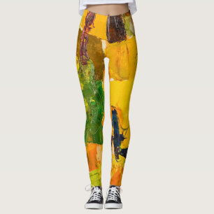 Abstrakte Leinwand aus Gelböl Leggings