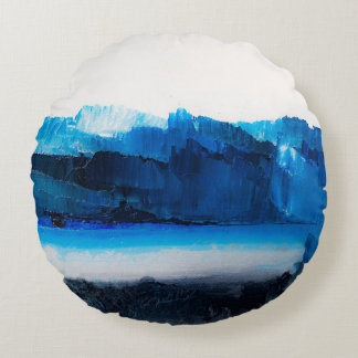 Abstrakte Leinwand: Moderne Kunsttextur. Rundes Kissen