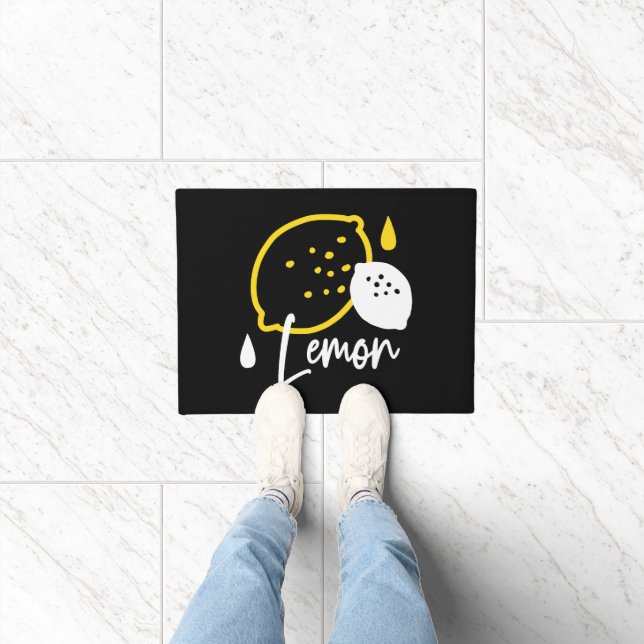 Abstrakte Lemon Illustration - Frische Zitrusfrüch Fußmatte (Indoor)