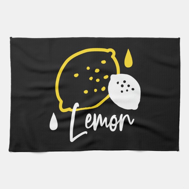 Abstrakte Lemon Illustration - Frische Zitrusfrüch Geschirrtuch (Horizontal)