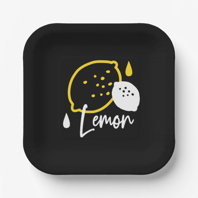 Abstrakte Lemon Illustration - Frische Zitrusfrüch Pappteller (Vorderseite)
