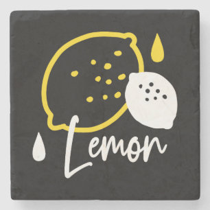 Abstrakte Lemon Illustration - Frische Zitrusfrüch Steinuntersetzer